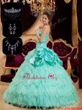 2016 Wholesale Strapless Quinceanera Gowns with Pick Ups and Ruffles QDZY005EFOR