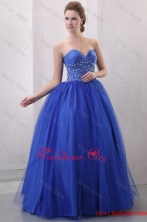 Beaded Decorate Sweetheart Royal Blue Quinceanera Dress with Ruche FFQD076FOR