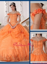 Beautiful Ball Gown Appliques and Hand Made Flowers Sweet 16 Dresses QDZY575AFOR