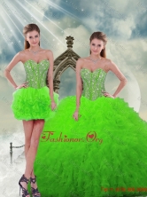 Beautiful Beading and Ruffles Spring Green Dresses For Quinceanera QDDTA5001-8FOR