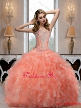 Cheap Sweetheart Watermelon Quinceanera Dresses with Beading for 2015 SJQDDT69002FOR