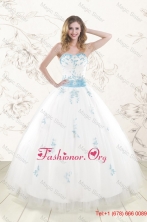 Cheap White Ball Gown Quinceanera Dresses with Appliques and Beading XFNAO107FOR