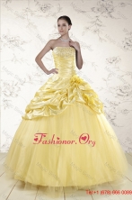 Cheap Yellow Sweetheart Ball Gown Quinceanera Dresses for 2015 XFNAO214FOR