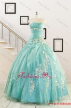 Discount Blue Quinceanera Dresses with Appliques for 2015 FNAO685FOR