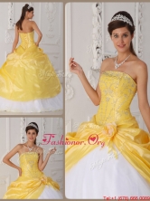 Elegant Appliques Quinceanera Gowns with Hand Made Flower QDZY462CFOR