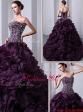 Fashionable Sweetheart Beading and Ruffles Quinceanea Dresses with Brush Train UNION19T06BFOR
