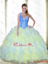 Gorgeous Beading and Ruffles Sweetheart Multi Color Quinceanera Dresses for 2015 SJQDDT21002-1FOR
