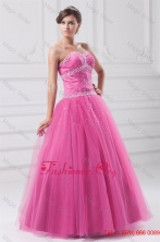 Hot Pink Sweetheart Beaded Decorate Tulle Quinceanera Dress FFQD062FOR