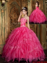 Latest Ball Gown Floor Length Hot Pink Quinceanera Dresses QDZY003AFOR
