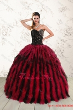 Luxurious Sweetheart Ruffles and Beaded Quinceanera Dresses in Red and Black XFNAO787FOR