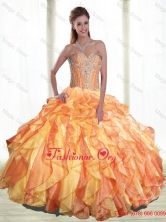 Modest Multi Color Quinceanera Dresses with Beading and Ruffles SJQDDT60002FOR