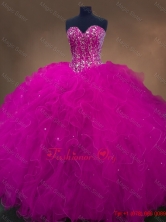 Popular Beaded Fuchsia Sweet 16 Dresses with Sweetheart SWQD050-6FOR
