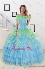 Pretty Beading Strapless Multi-color Quinceanera Dress for 2015 XFNAO255AFOR