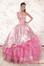 Remarkble Sweetheart Pink Quinceanera Dresses with Embroidery XFNAO417FOR
