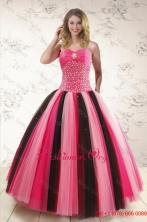Unique Multi-color Sweet 15 Dresses with Beading for 2015 XFNAO5884FOR