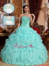 Wholesale Apple Green Quinceanera Dresses with Beading and Ruffles QDZY663BFOR