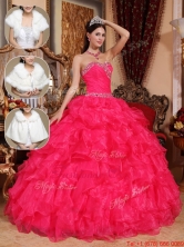 Wholesale Beading Sweetheart Quinceanera Dresses in Coral Red QDZY032CFOR