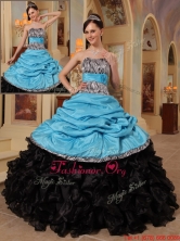 Wholesale Blue and Black Ball Gown Strapless Quinceanera Dresses QDZY434AFOR
