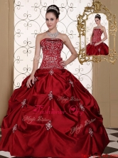 Wholesale Pick Ups Strapless Quinceanera Gowns in Wine Red MLD090710BFOR