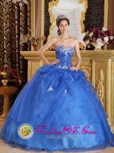 2013 Banda del Rio Sali Argentina Elegant Blue Quinceanera Dress With sexy Sweetheart Neckline Style QDZY351FOR 