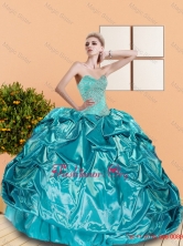 2015 Classical Sweetheart Teal Quinceanera Dresses with Beading and Pick Ups QDDTC49002-1FOR