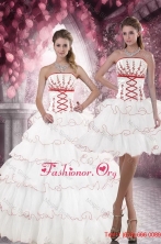 2015 Customer Made White Quince Dresses with Appliques and Ruffled Layers  XFNAO415TZFOR
