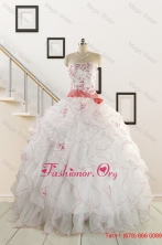 2015 Elegant Sweetheart Quinceanera Dresses with Appliques and Belt FNAO172FOR