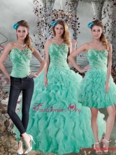 2015 New Style Aqua Blue Quinceanera Dresses with Beading and Ruffles XFNAO663TZA1FOR