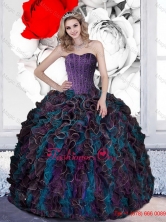 2015 Pretty Beading and Ruffles Quinceanera Dresses in Multi Color QDDTD17002FOR