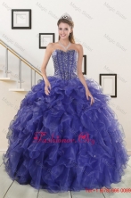 2015 Pretty Sweetheart Purple Quinceanera Dresses with Beading and Ruffles XFNAO7751FOR