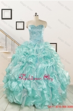 2015 Summer Beautiful Beading Quinceanera Dresses in Apple Green FNAO5825FOR