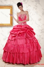 2015 The Super Hot Appliques Sweet 16 Dresses in Coral Red XFNAO154FOR