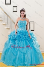 2015 Winter Beautiful Teal Quince Gown with Embroidery and Pick Ups XFNAOA37TZFXFOR
