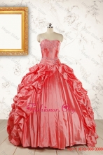 2016 Summer Beautiful Sweetheart Beading Quinceanera Dresses in WatermelonFNAO265FOR