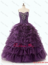 Beautiful Dark Purple Quinceanera Dresses with Ruffled Layers SWQD049-1FOR