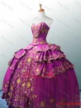Beautiful Sweetheart Ball Gown Fuchsia Quinceanera Dresses with Appliques SWQD018FOR