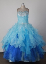 Cheap Ball Gown Strapless Floor-length Blue Quinceanera Dress X0426017