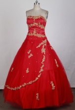 Cheap Ball Gown Strapless Floor-length Florid Quinceanera Dress X0426065