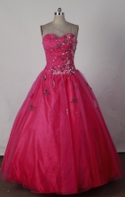 Cheap Ball Gown Strapless Floor-length Red Quinceanera Dress X0426022