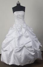 Cheap Ball Gown Strapless Floor-length White Quinceanera Dress X042607
