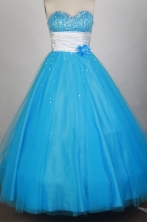 Cheap Ball Gown Sweetheart Floor-length Blue Quinceanera Dress Y042651
