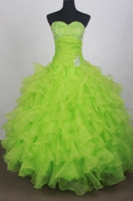 Cheap Ball Gown Sweetheart Floor-length Lime Green Quinceanera Dress LHJ42711
