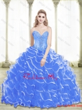 Classical Beading and Ruffled Layers Sweetheart 2015 Blue Quinceanera Dresses SJQDDT25002-1FOR