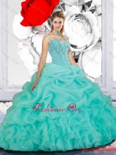 Delicate Beaded Ball Gown Straps Sweet 16 Dresses in Turquoise QDDTA116002-1FOR