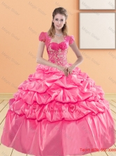 Delicate Sweetheart 2015 Quinceanera Gown with Appliques and Pick Ups QDDTB22002FOR