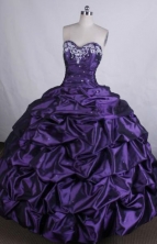Discount Ball gown Sweetheart neck Floor-Length Appliques Purple Quinceanera Dresses Style FA-Y-115