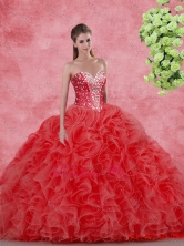 Discount Beaded Red Quinceanera Gowns for 2016 Spring SJQDDT106002-1FOR