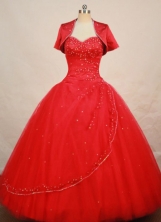 Elegant Ball Gown Sweetheart  Floor-length Red Organza Beading Quinceanera dress Style FA-L-  074