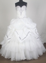 Elegant Ball Gown Sweetheart Neck Floor-length White Quinceanera Dress LZ426060