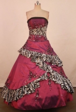 Exquisite Ball Gown Strapless Floor-Length Wine Red Applqiues Quinceanera Dresses Style FA-S-327